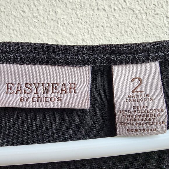 Easywear By Chico's Semi-Sheer Black Scoop Neck Blouse Size 2X - Picture 8 of 16